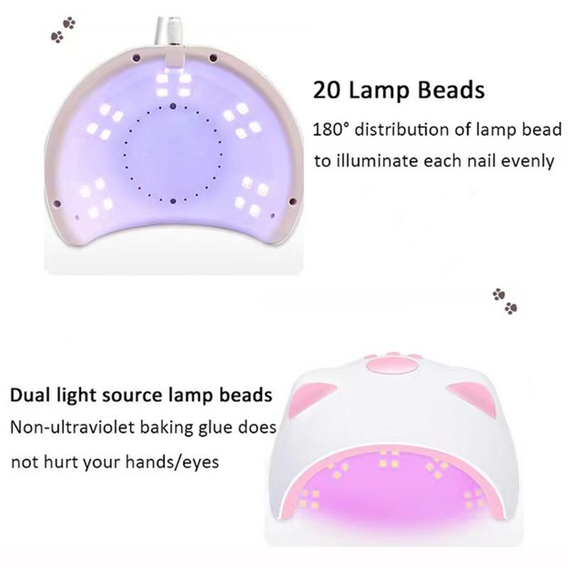 Nail Lamp with 3 Timer Setting Automatic Sensor LCD Display USB Cat Shaped Nail Dryer 60W
