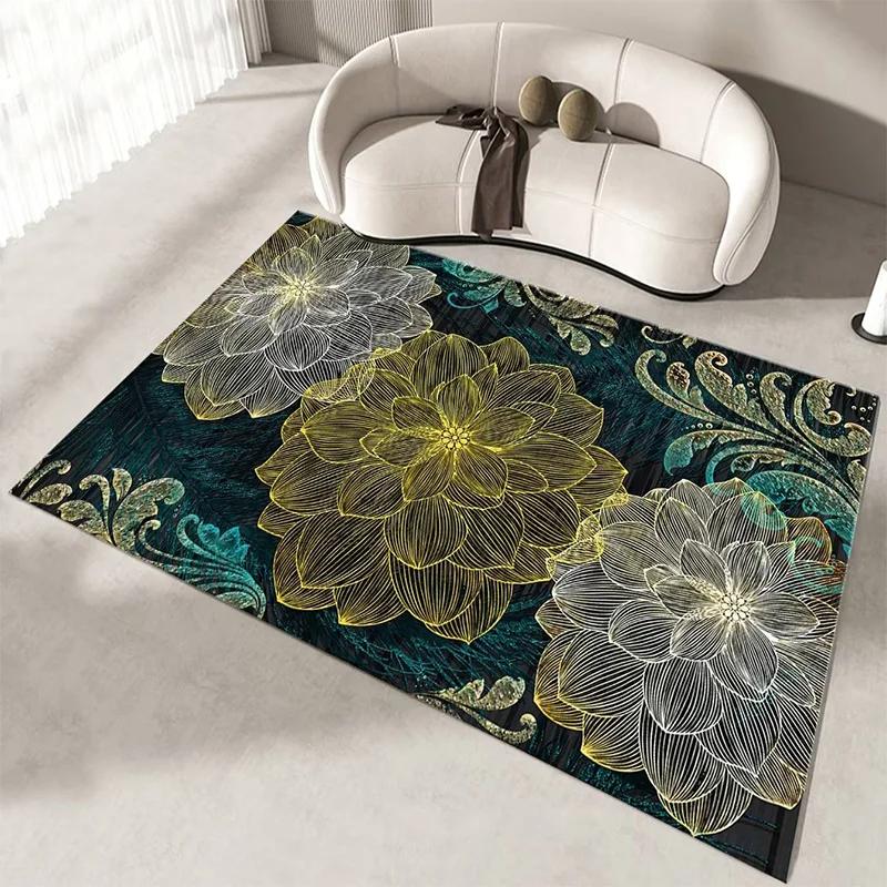Bohemia Mandala Flower Living Room Carpet Boho Floral Area Rug Corridor Steps Non-slip Floor Mat Home Bedroom Bedside Mats
