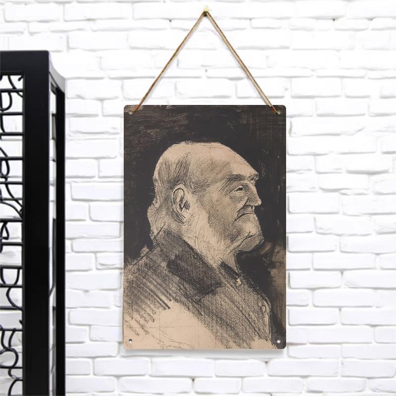 

Vintage Sketch Style Portrait Metal Wall Art Decorative Painting for Living Room Study 7.9x11.8In(20x30cm)