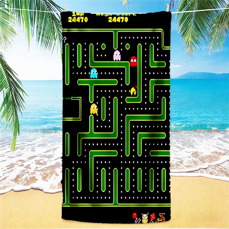 1pc Pacman Maze Adventure beach towel,quick drying absorbent beach towel,outdoor sports swimming beach towel,Soft and comfortable Y73058
