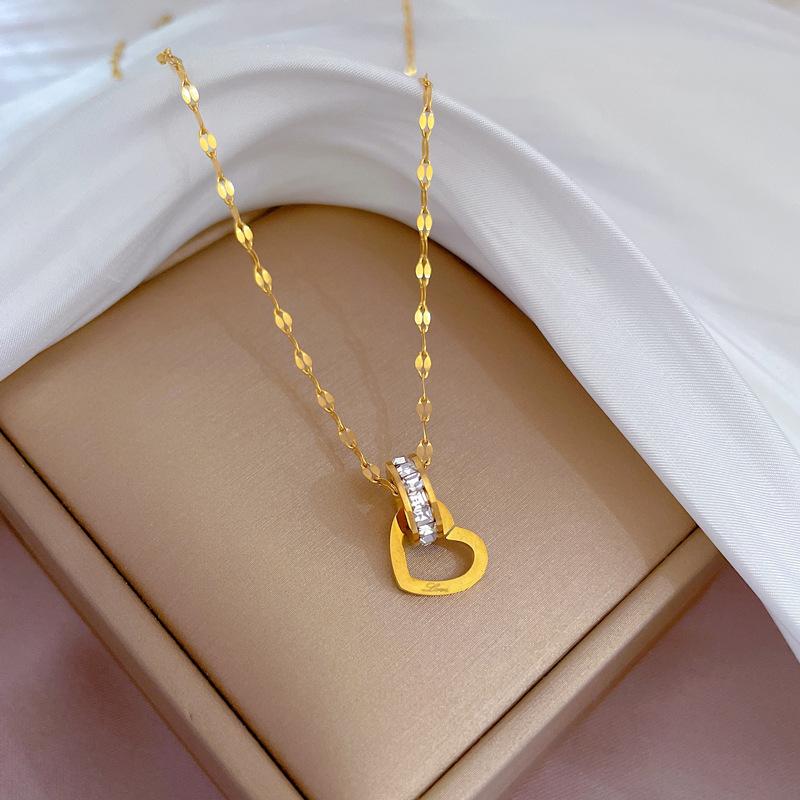 Love Ring Exquisite Furnace Real Gold Necklace Women'S Collarbone Chain With Jewelry