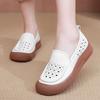 Spring and Summer Genuine Leather Mother's Shoes Women's Korean Version One Foot Kick Round Toe Hollow Single Shoes Women's Casual Shoes Hole Shoes