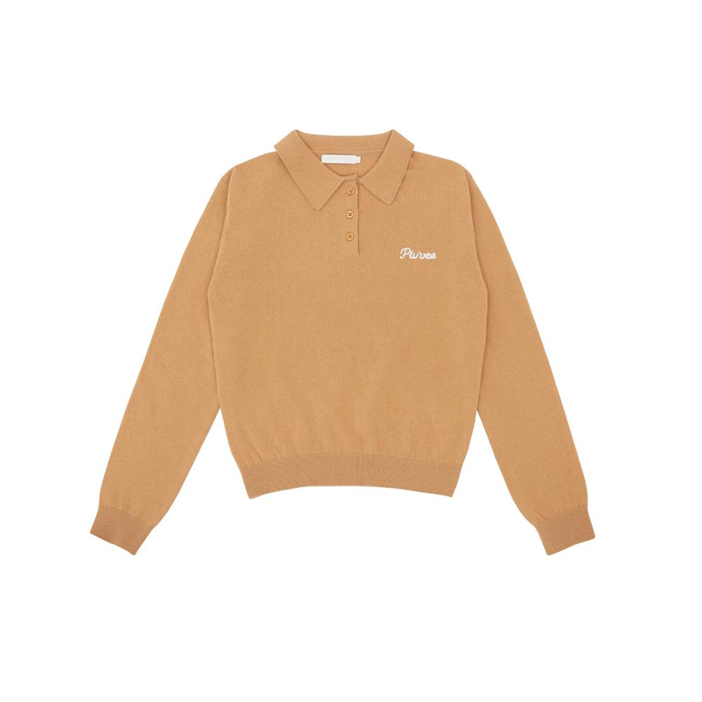 PIV’VEE Giant Smiley Knit Pk Shirt (Milk Tea Beige)