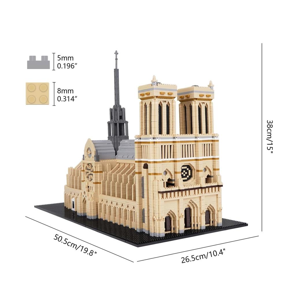 LULUFUN Katedra Notre Dame Mini Bloki Budowlane Mini Zamek 3D Notre Dame de Paris Montaż Dzieci i Świętowanie Nowe Urodziny Prezent Świąteczny Zabawka,