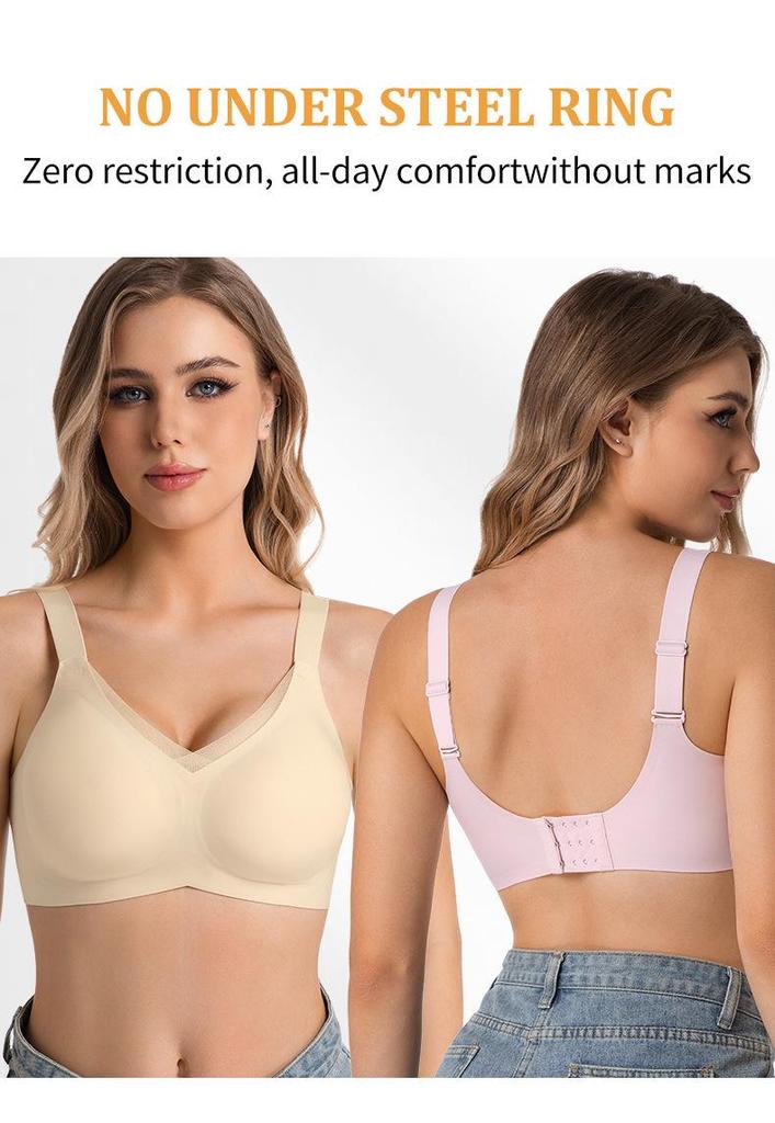 Seamless Wire-Free Push-Up Bra: Women's Criss-Cross Mesh, Side Support, Anti-Sagging, Thin, Plus Size, Ideal for Small Busts