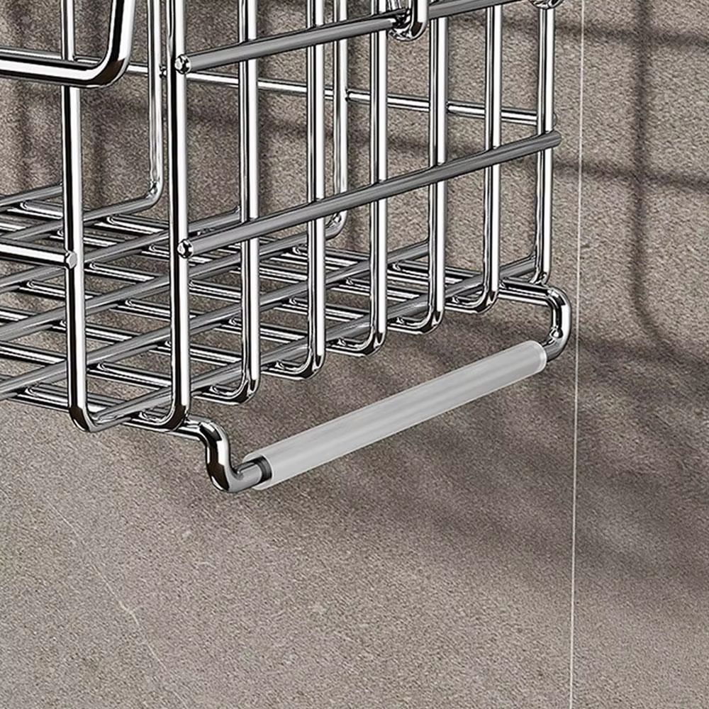 Wall Mounted Shower Caddy No Drilling Storage Shelf Practical Hanging Organizer Cross Bar