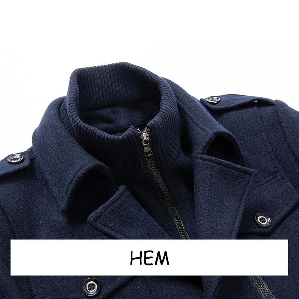 Herren Herbst und Winter Business Wollmantel Doppelkragen Kältebeständiger Herrenmantel Wollmantel für Herren