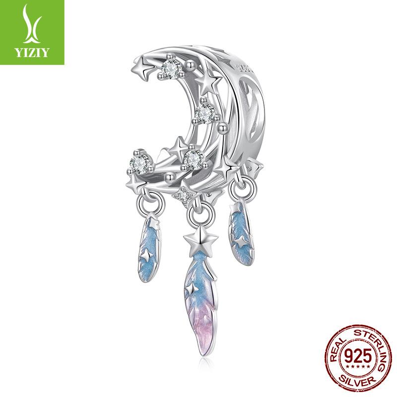 Diy Bracelet Moon Dream Catcher Beaded Charm 925 Silver Beads Jewelry Accessories