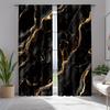 2pcs Black & Gold Marble Curtains – Flowing Gold Pattern for Elegant Home Decor
