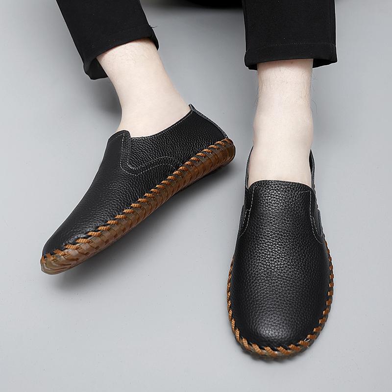Fashion Lightweight Mens Loafers Male Comfortable Dress Shoe Hot Sale Fashion Mens Slip On Shoes Leather All-match Soft Business Flats