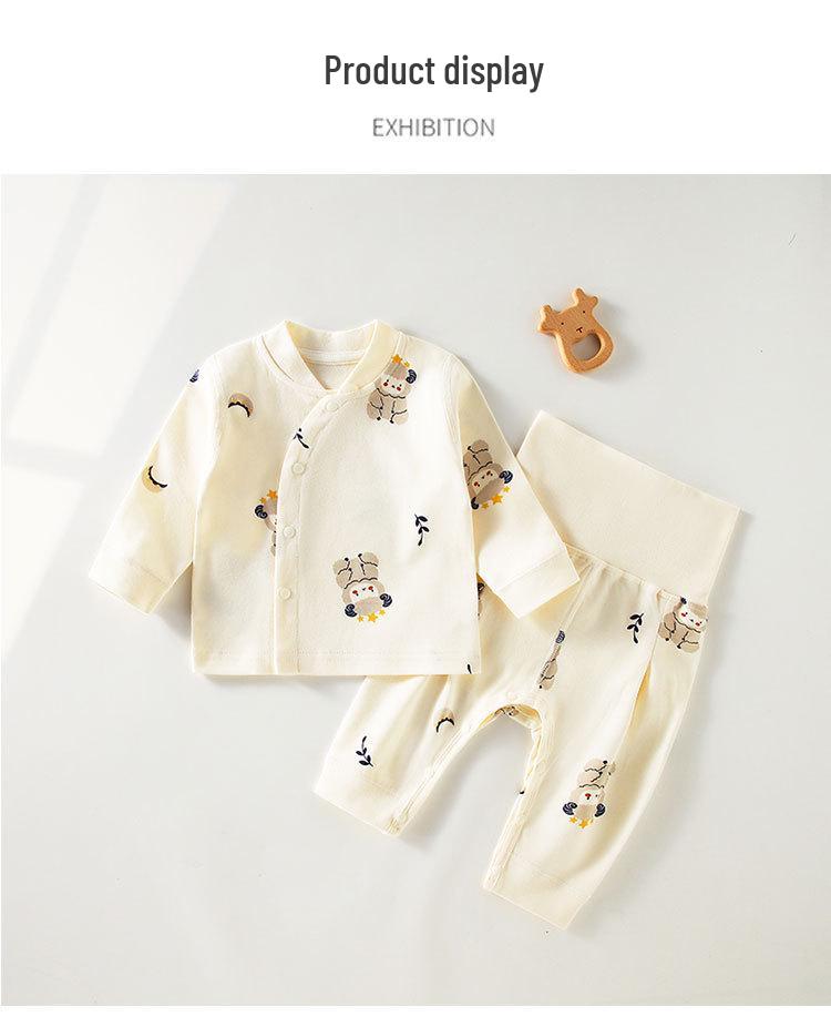 Children's Spring & Autumn High-Waist Belly Protection Underwear Set - Boneless Split Top & Trousers