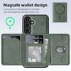 For Samsung Galaxy S25+ Case Compatible with MagSafe Leather Back Phone Cover with Detachable Card Bag