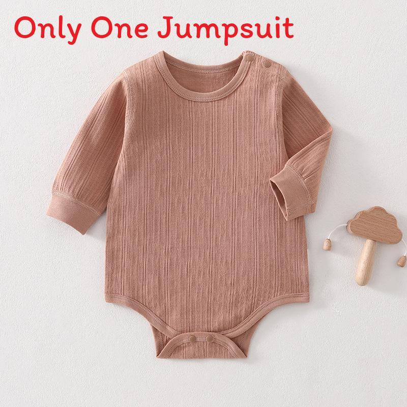Baby Cotton Long Sleeve Footed Romper With Bone Free Jacquard Design For Newborns And Infants