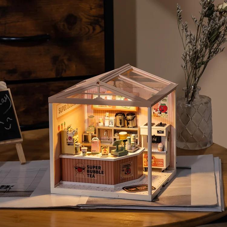 Robotime Rolife Super Store Series plastic 3D Puzzle DIY Miniature dollhouse kit Building Block Sets for Gifts