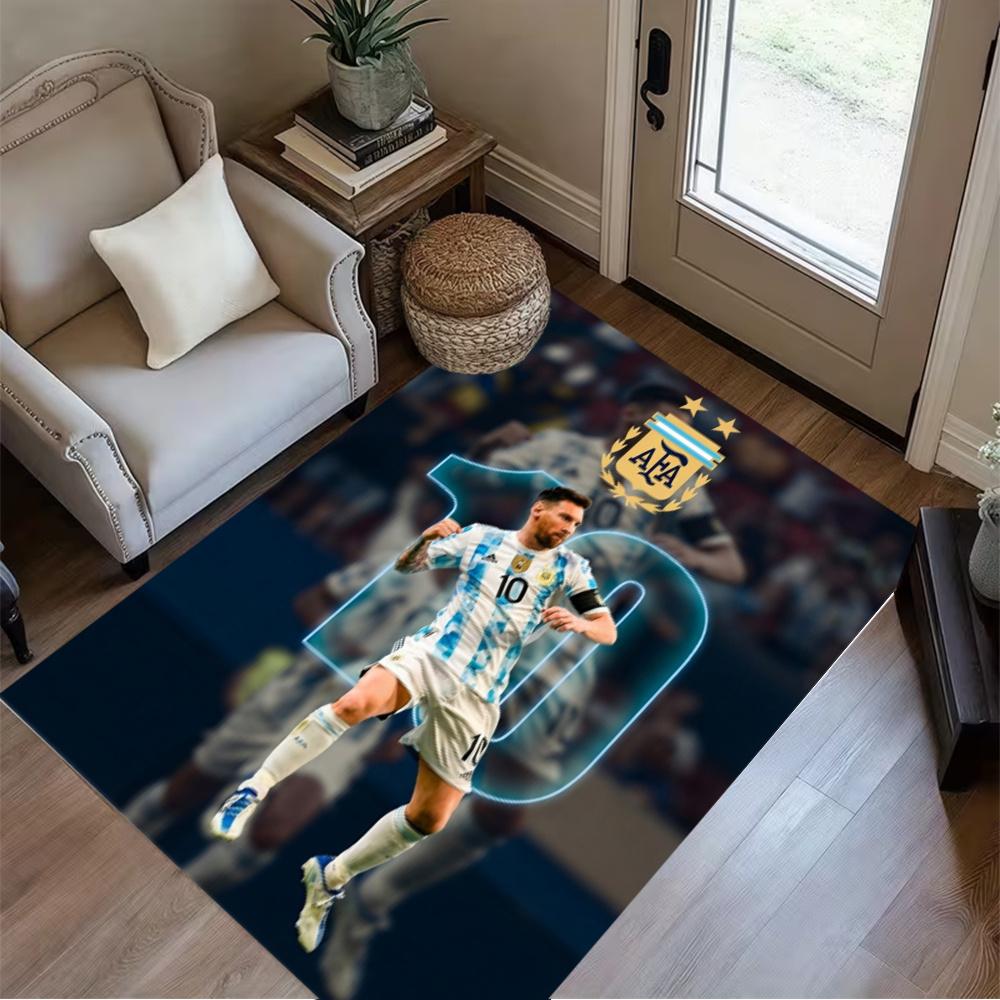 Lionel Messi Football Legend Area Rug Perfect For Entryway Hallway Bedrooms Study Room Antislip Carpet Office Home Decor Wedding Party Gift