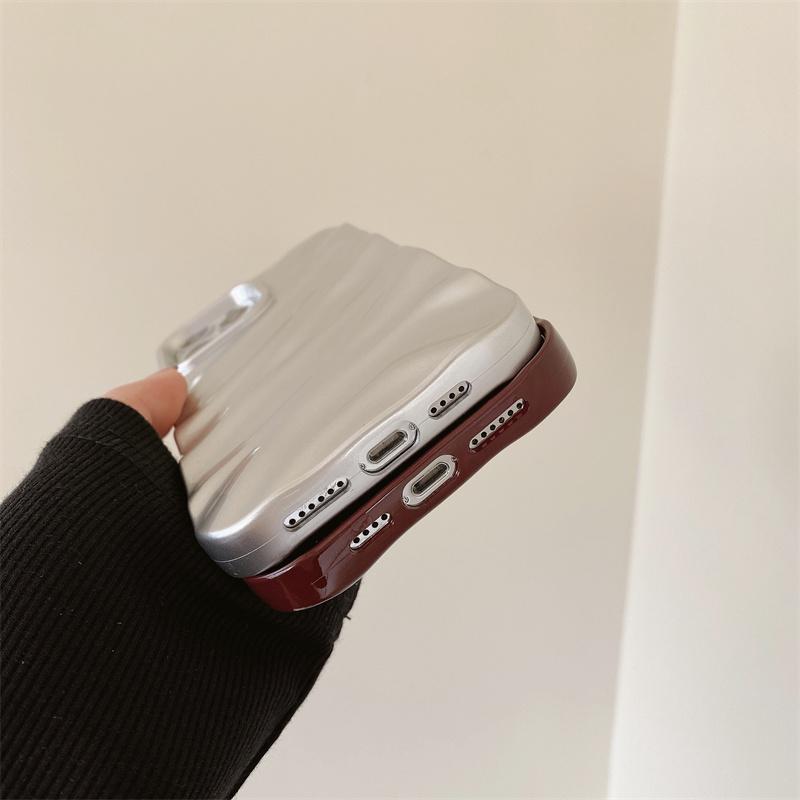 Luxuriöse 3D-Telefonhülle mit gewelltem Seidenmuster für iPhone 14 13 12 11 Pro Max X XR XS Max 7 8 14 Plus, einfarbig, glänzende Abdeckung