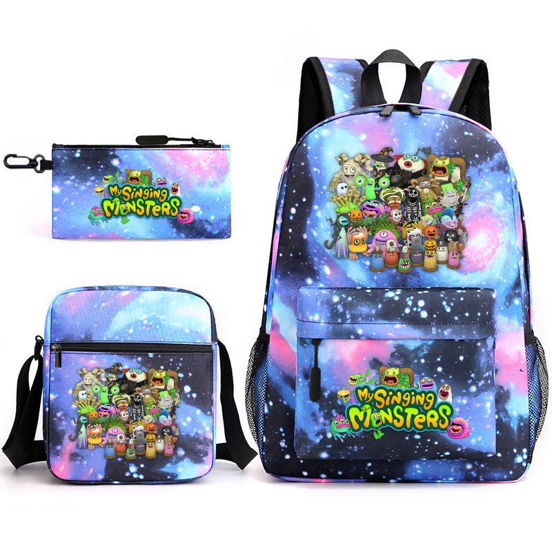 2024 New Monster Concert Starry Sky Backpack My Singing Monsters Elementary School Bag Three-piece Set