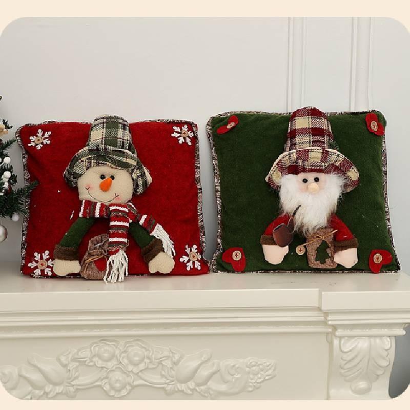 Festive Cartoon Santa Claus Plush Pillow Cover Decorative Hat For Cozy Home And Party Decor