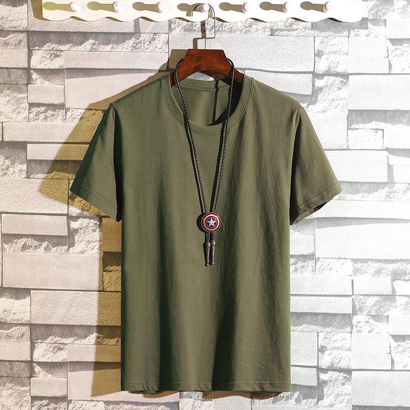 

2021 Men s Solid Color Cotton T-Shirt - Customizable Patterns, Short-Sleeved Summer Wear S