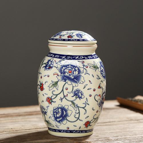Vintage Geprägtes Blumen-Keramikgefäß Feuchtigkeitsdicht Verschließbar Tee Kaffee Süßigkeitenbehälter Küchen-Gewürzbehälter Porzellan-Handwerk Heimdekoration
