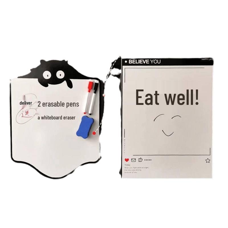 Erasable Magnetic Whiteboard Memo Pad with Cute Black Cat Design