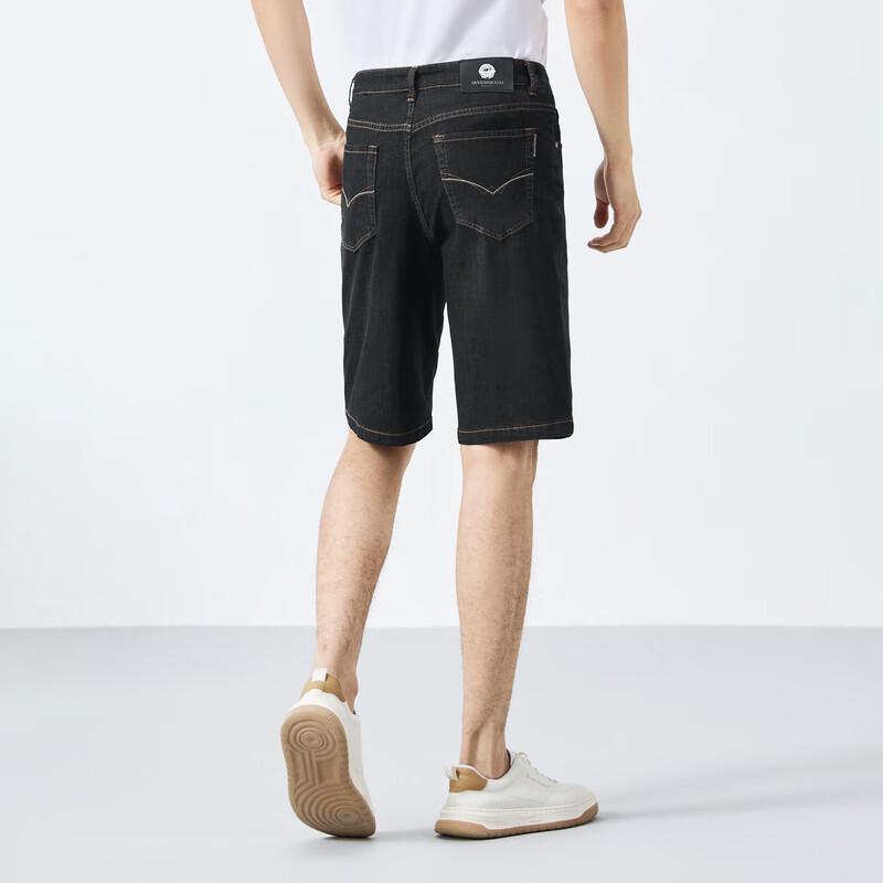 

Septwolves Men s Silk Blend Straight-Leg Washed Denim Shorts 34