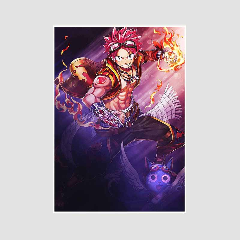 Japanische klassische Anime-Poster und Drucke, Wanddekoration, Retro-Weißpapier, Fairy Tail-Poster, Kunstgemälde, Wohnzimmer, Heimdekoration, Wandbild