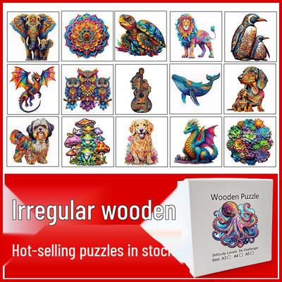 Nepravidelné zvířecí psí tučňákové dřevěné puzzle Skladem