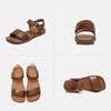 Johnature Simple Genuine Leather Flat Sandals Hook&Loop Solid Color Soft Sole Versatile Women Shoes