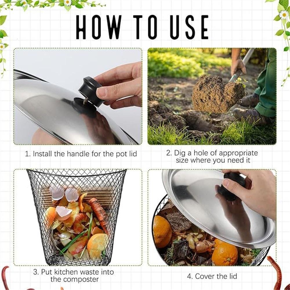 In-Ground Worm Composting Bin With Lid, Metal Mesh Buried Vermicompost Basket For Garden Vegetable Beds