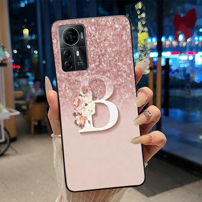 

Unique Design Pink Shiny Starry Sky Letter Case For ZTE Blade A72s/Optus X Max/Blade V41 Smart Anti-scratch Soft Black Case ZTE Blade A72s