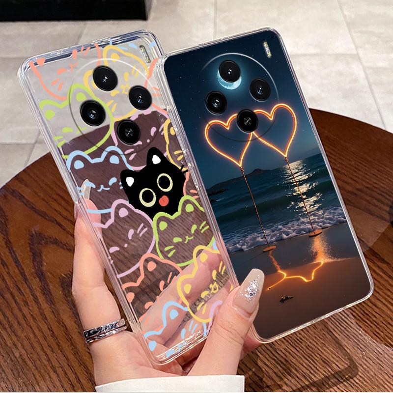 Case For Vivo X100 Transparent TPU Soft Cover For Vivo X100 Pro/X100s Pro Cute Little Panda Pattern Shockproof Couple Shell