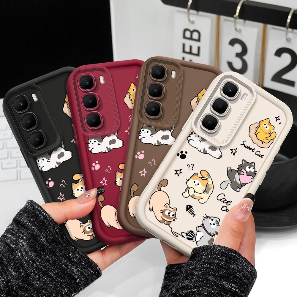 Playing Cute Cat Phone Case For Infinix Hot 60 60I 50 40 40I 30 30I 20 Pro Plus Play 4G 5G Staircase Soft Cover