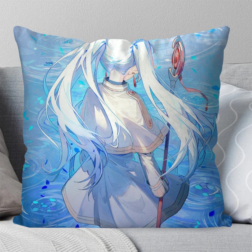 Animation Frieren Beyond Journeys End Pillow Case Square Pillow Bedroom Sofa Leisure ComfortCarLiving Room Home Decoration 40X40