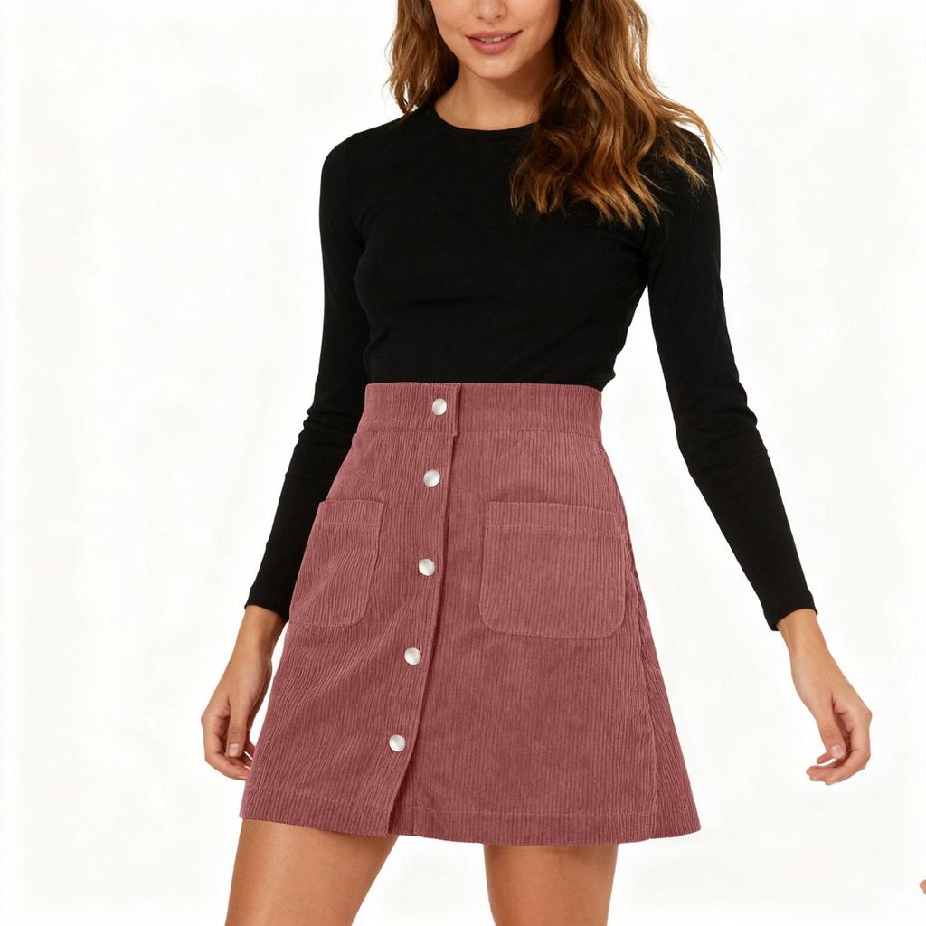 Women's Half Skirt Corduroy Tight Skirt Single-breasted Corduroy Slim