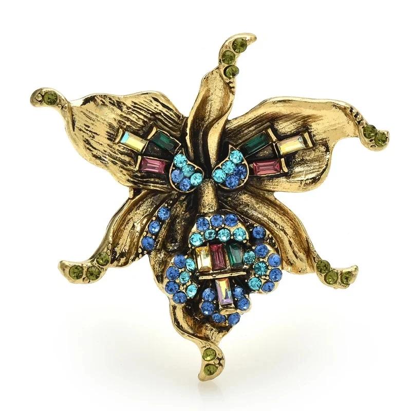 

SKEDS Middle Style Vintage Reika Jelly Rhinestone Brooches Badges For Women Men Classic Flower High-end Accessories Jewelry