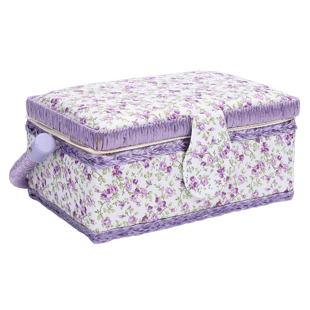 Sewing Tool Basket with Removable Tray Portable Needlework Tool Organizer for Thread Scissors Spool