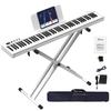 OYAYO 88-Tasten Digitalpiano-Set mit Ständer, MIDI-kompatibel, kompakt und leicht, anschlagdynamische Tastatur, wiederaufladbar, perfekt für Anfänger und