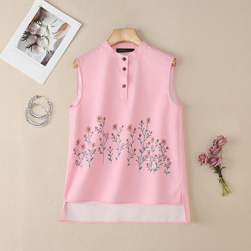 

ZANZEA Women Casual Round Neck Sleeveless Print Vest Tops 5XL розовый