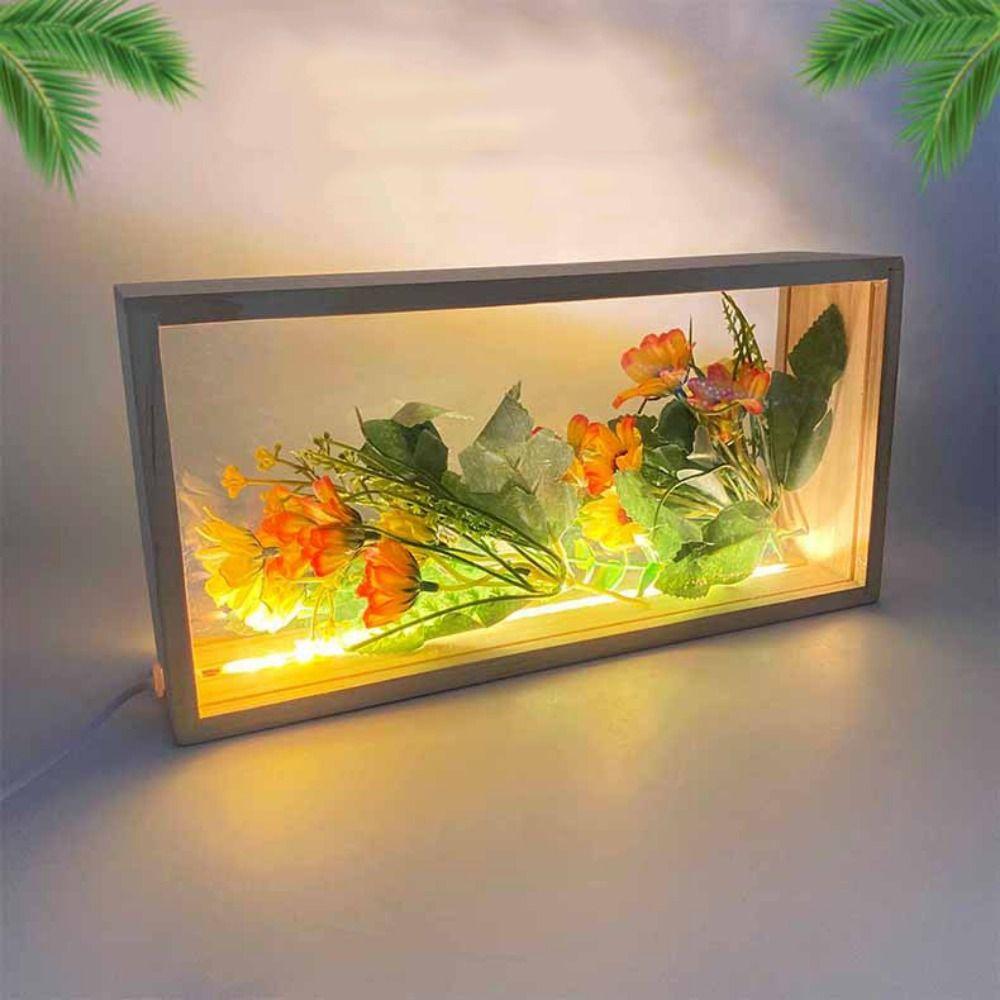 Rectangle Shadow Box Frame DIY Doll Display Stand LED Light Photo Frame  Office Decoration