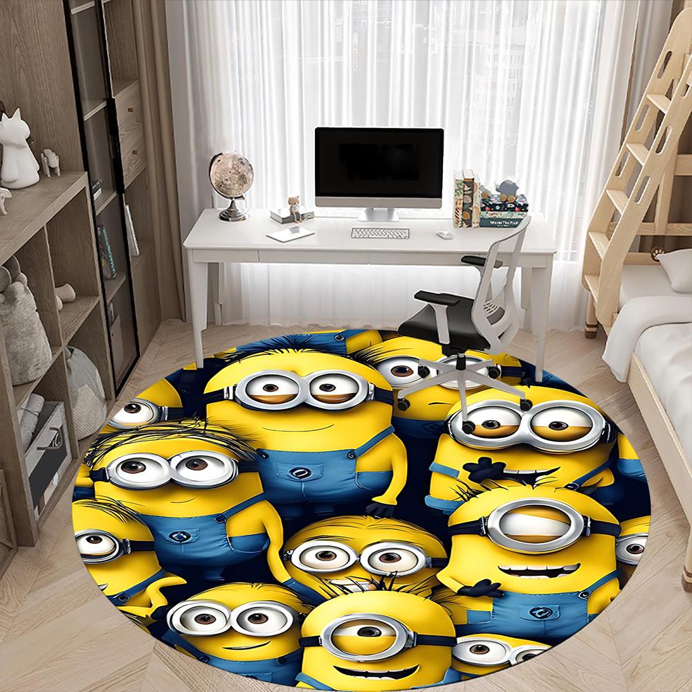 1 Stück Minions Büro Runder Teppich, Indoor-Matte Geeignet für Büro, Schlafzimmer Wohnzimmer Heimdekoration, Raumdeko, Offic a0928122 120cm by 120cm
