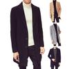 Men Suit Coat Lapel Long Sleeve Solid Color Mid-length Suit Jacket Slim Fit