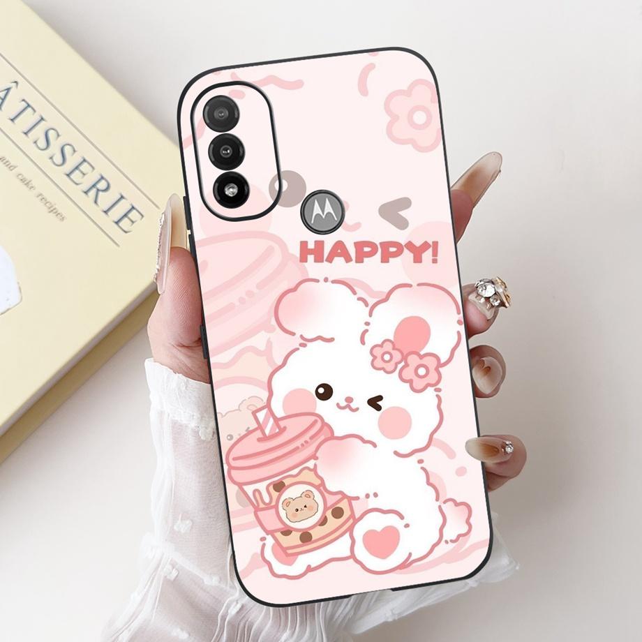 For Motorola Moto E20 E30 E40 E22 E22s E22i Phone Case Back Cover Soft Matte Silicone Slim Fundas Lovely Panda Rabbit Flower