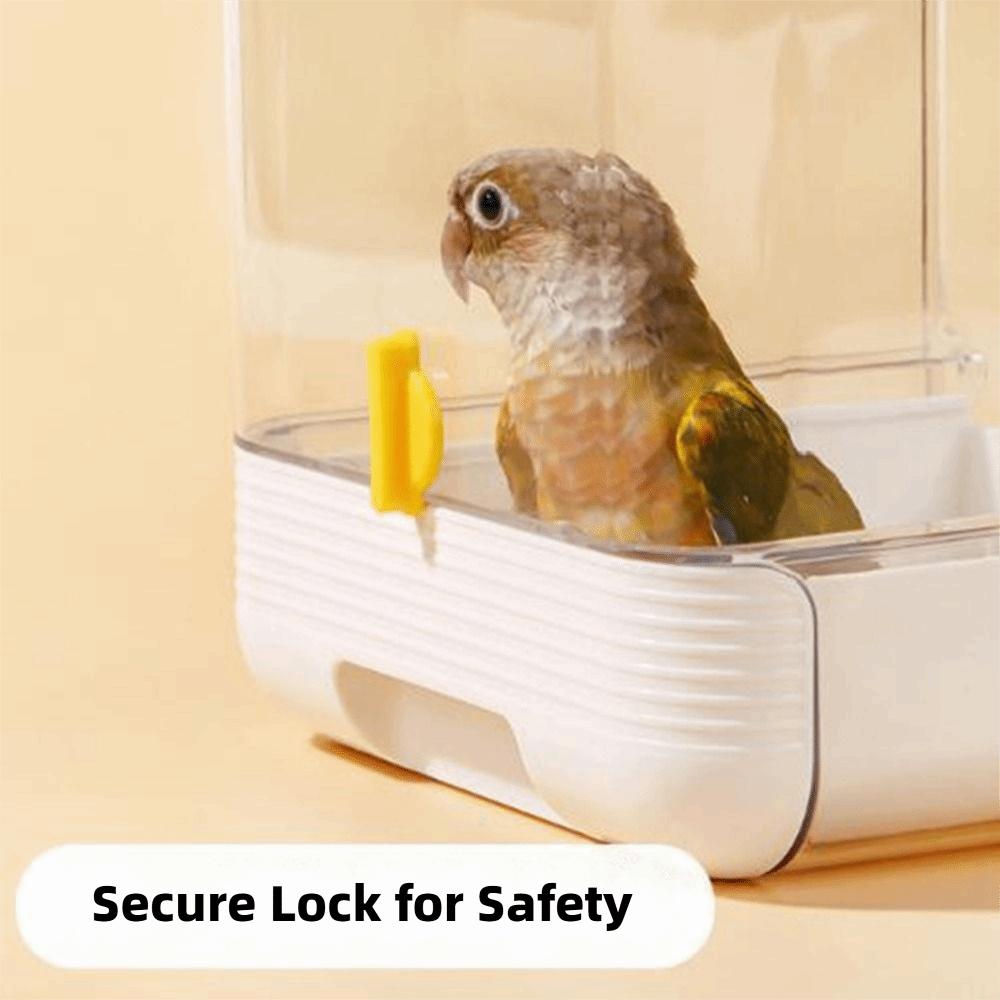 Transparente 2-in-1 Papageien-Badewanne Platzsparend Vogel-Wasser-Futterspender Vogelkäfig Zubehör