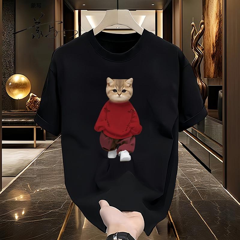 Cotton American Short-sleeved T-shirt Men's and Women's Summer Loose Round Neck Design Sense Niche Versatile Top