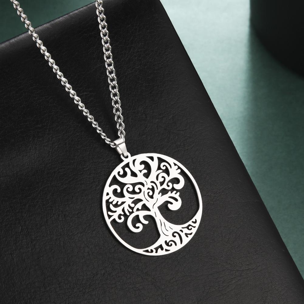 My Shape Vintage Tree of Life Necklaces for Men Women Gold Color Stainless Steel Necklace Choker Round Pendant Fashion Jewelry