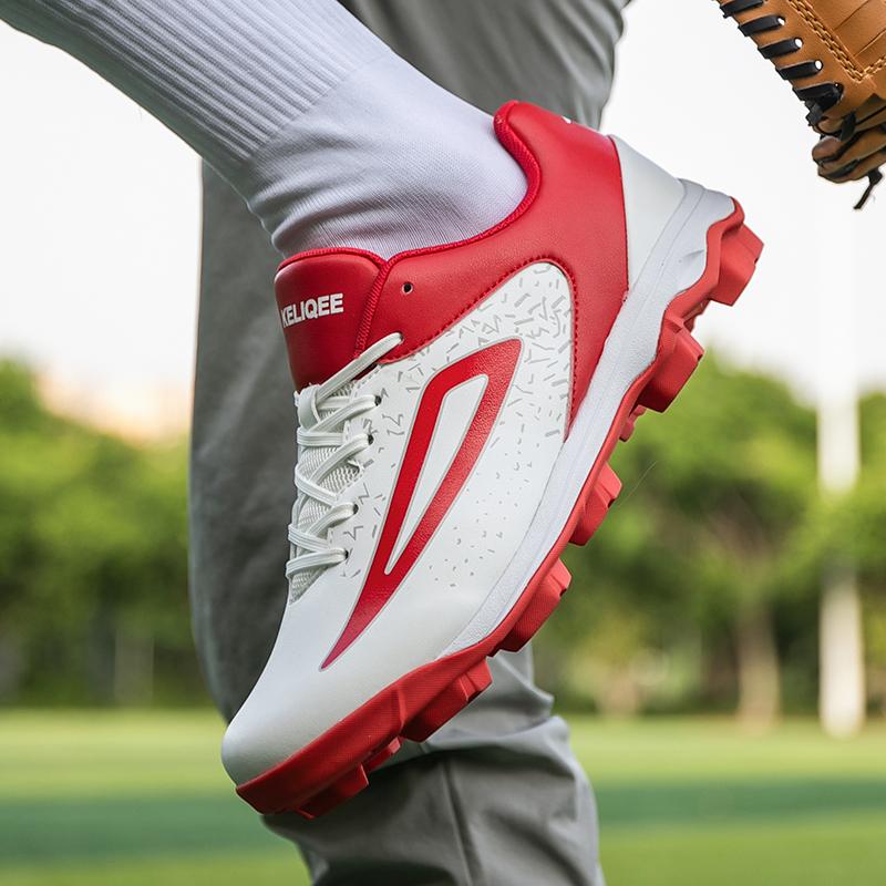 PU Leather Baseball Shoes Non-slip Men's Sports Shoes Waterproof Sneakers Elastic Trainers Rubber Soled Shoes