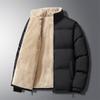 Lamb Wool Jacket Men's High-quality Velvet Thermal Stand-up Collar Cotton-padded Jacket In Winter, Youth Sports and Leisure Cotton-padded Jacket Men