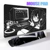 Podložka pod myš pro anime dívku XXL Pixel Černobílá Podložka pod myš Dekorace stolu Podložka na klávesnici Kancelářské potřeby XXL Podložka na PC stůl E-sportový koberec