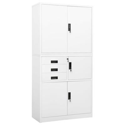 Vidaxl Office Cabinet, White, 90X40X180 Cm, Steel